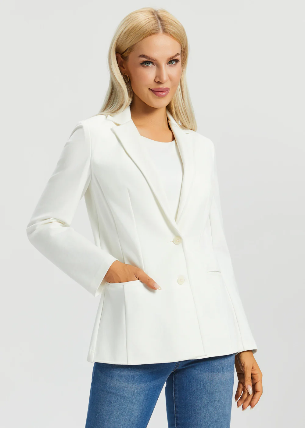 Classic Blazer | Stretch Ponte (Star White) - Image 6