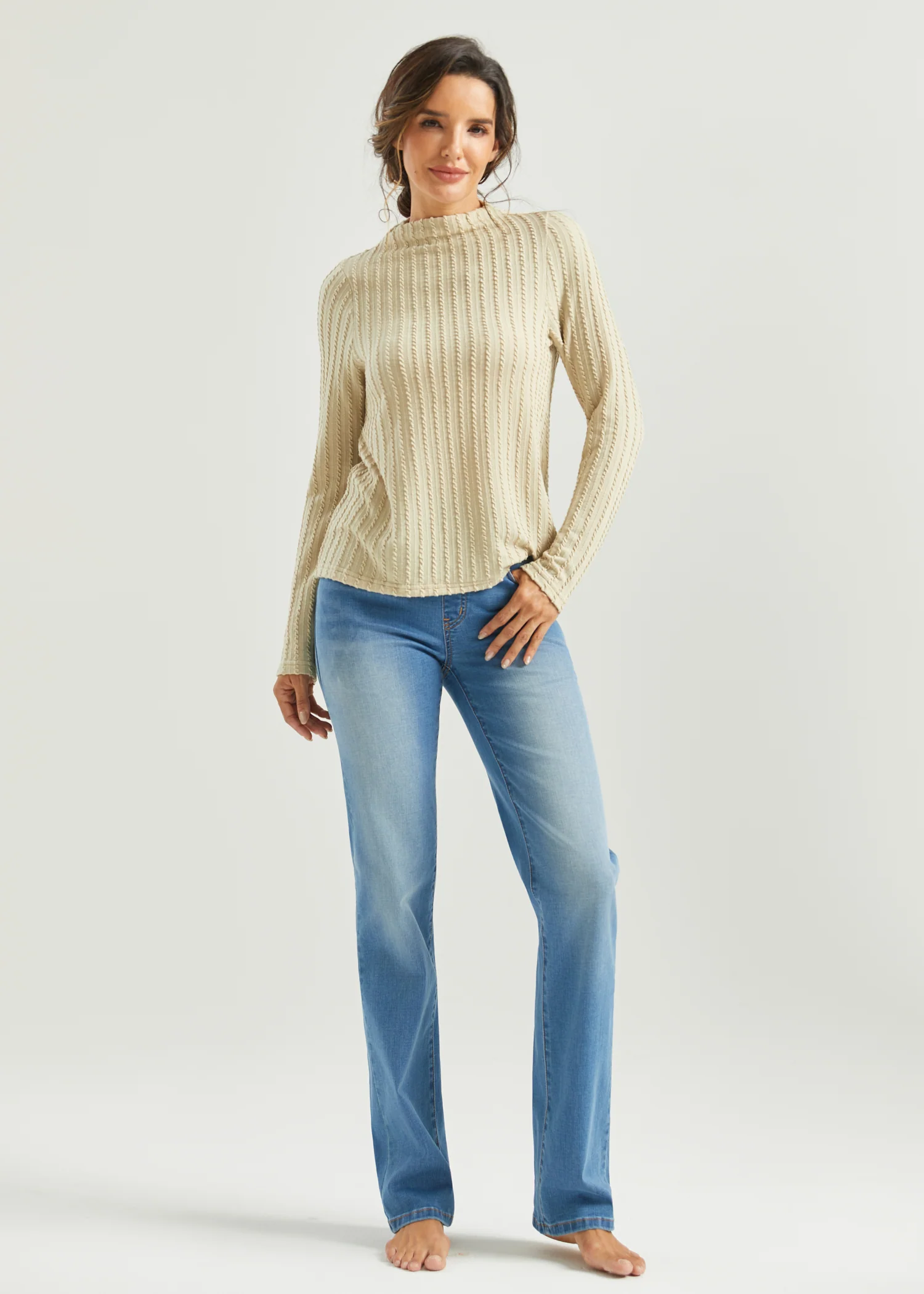 MiniCable Long Sleeve Mockneck (Oatmeal) - Final Sale - Image 5