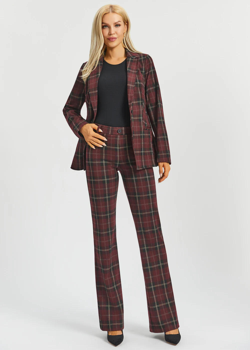 Two-Pocket Dress Pant | Bootcut (Burgundy Plaid) - Final Sale - Image 12